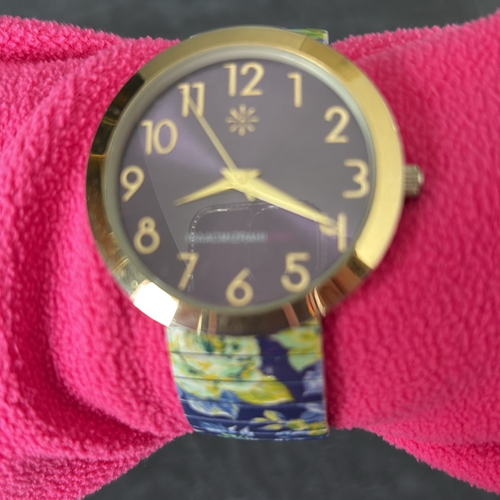 Isaac Mizrahi Live! Goldtone and blue Floral Watch - Picture 6 of 7
